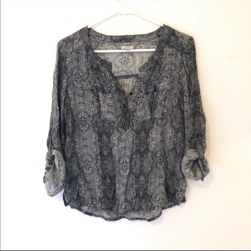 Ecote black and white paisley blouse small UO